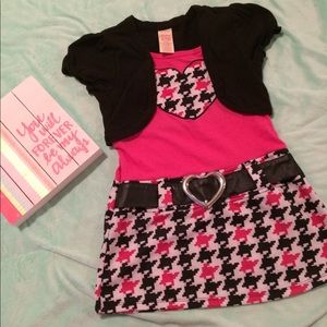 Faded Glory Girls' Pink & Black Houndstooth Tunic